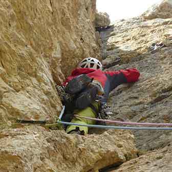 Diedro Buhl Climbing Route to Piz Ciavazes in the Sella Group