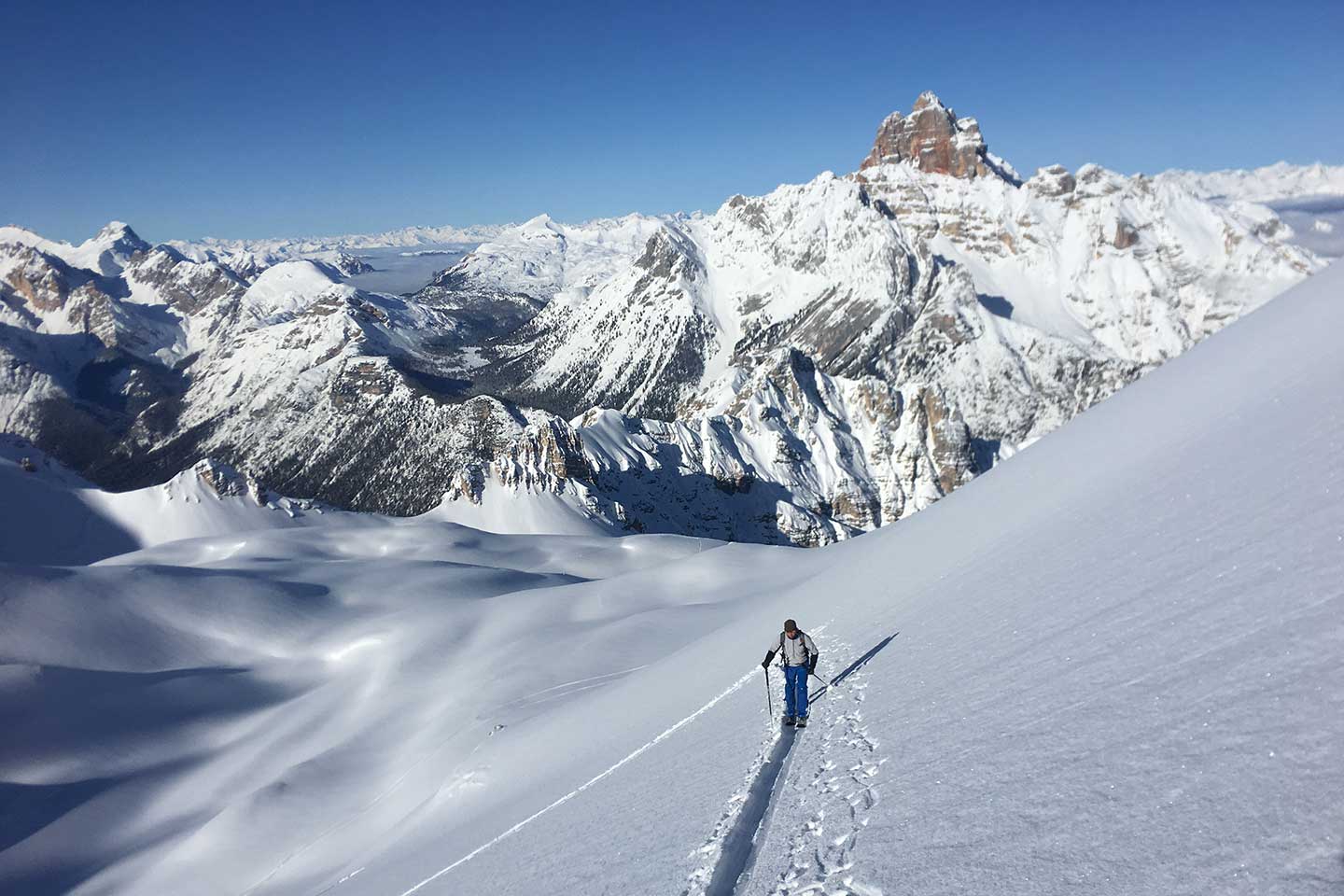 Ski Mountaineering to Costabella Ridge at Mount Cristallo