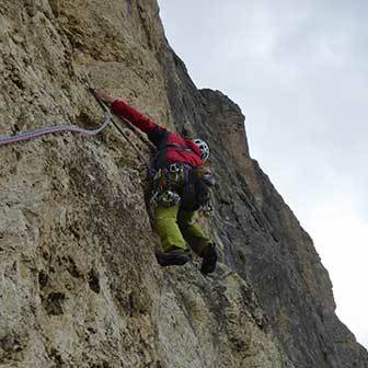 Diedro Vinatzer Climbing Route to Piz Ciavazes in the Sella Group