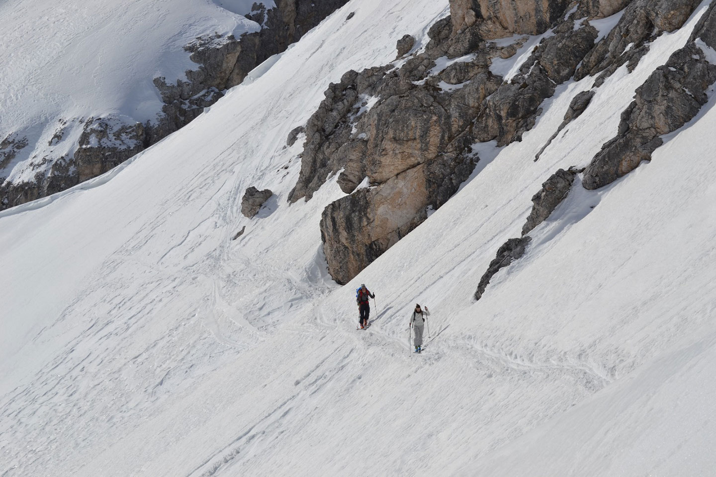 Sci Alpinismo alla Forcella Marcoira nel Gruppo del Sorapiss
