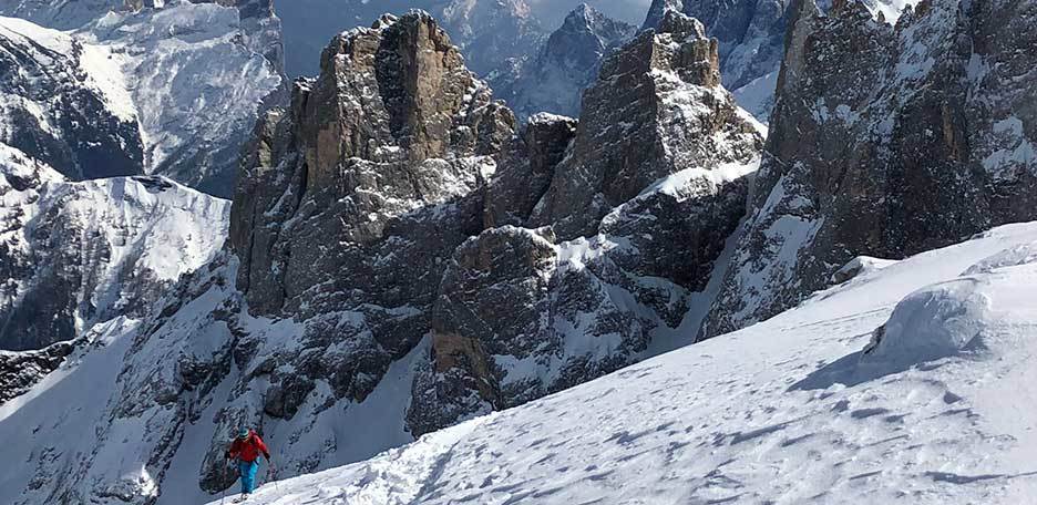 Ski Mountaineering to Mount Mulaz in the Pale di San Martino