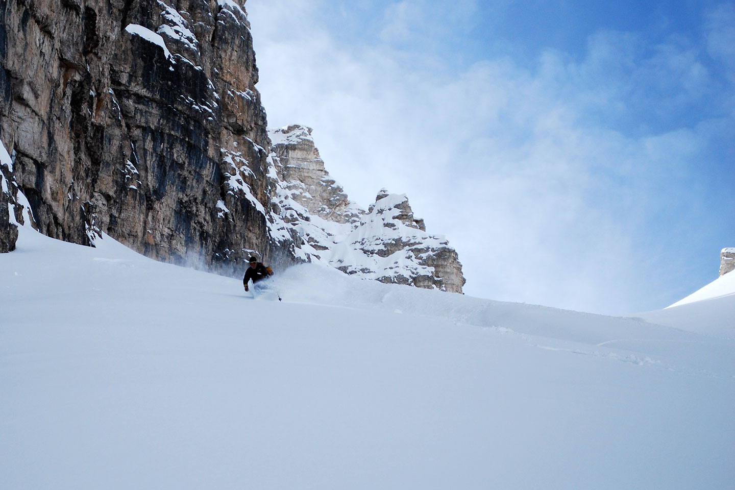 Off-piste Skiing Vallon de Raola to Tofane Group