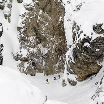 Ski Mountaineering to Val Setus at Sella Massif