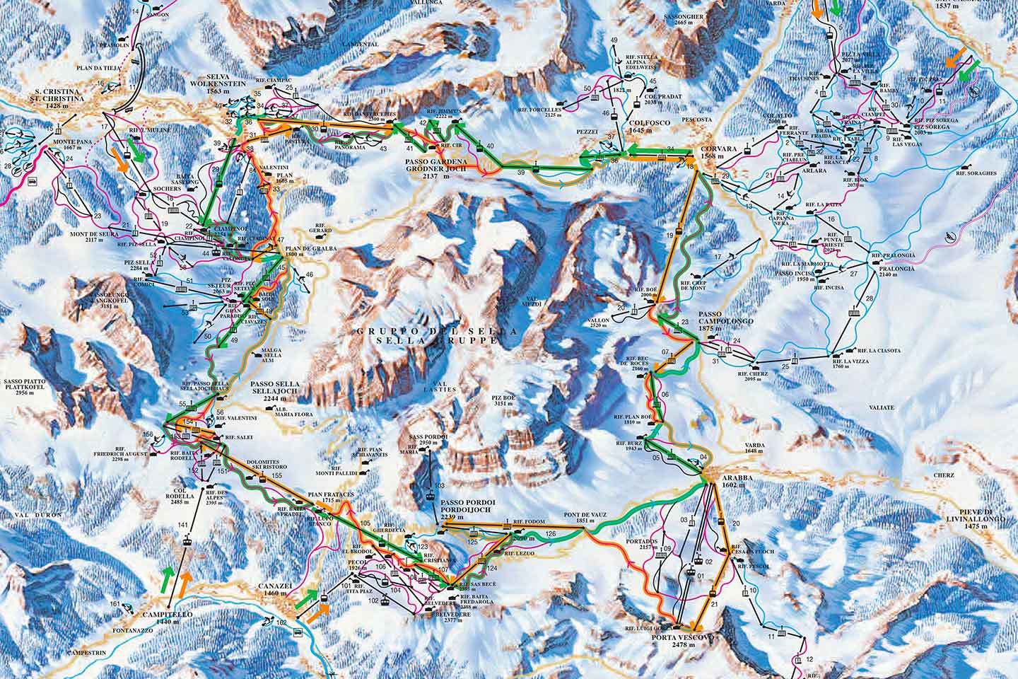 Sellaronda Ski Tour in the Dolomites