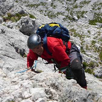 Spigolo Abram Climbing Route to Piz Ciavazes in the Sella Group