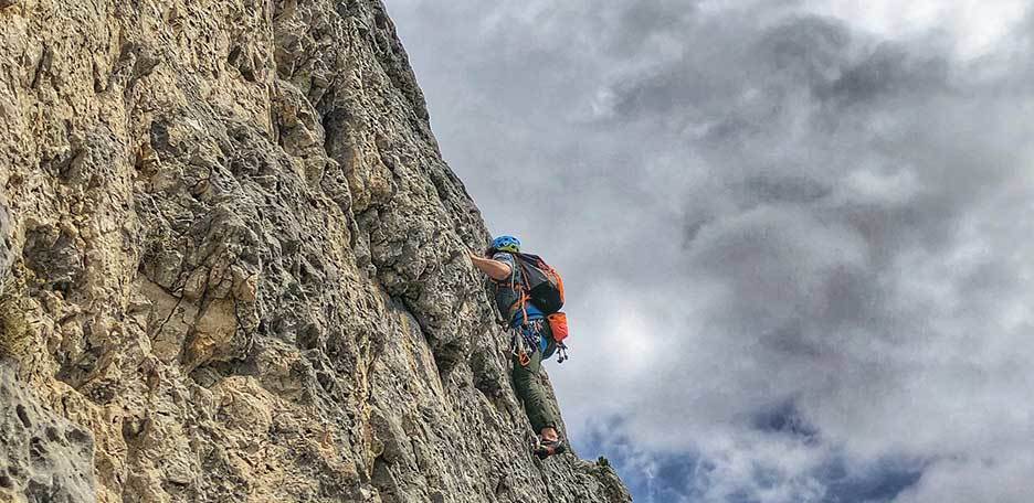 Spigolo Piaz Climbing Route to Sass Pordoi