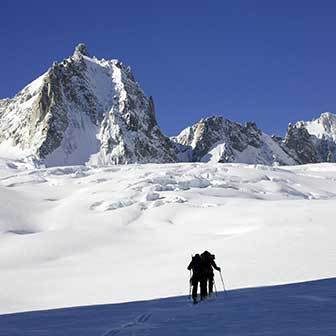 Sci Alpinismo al Monte Bianco dal Rifugio Des Cosmiques