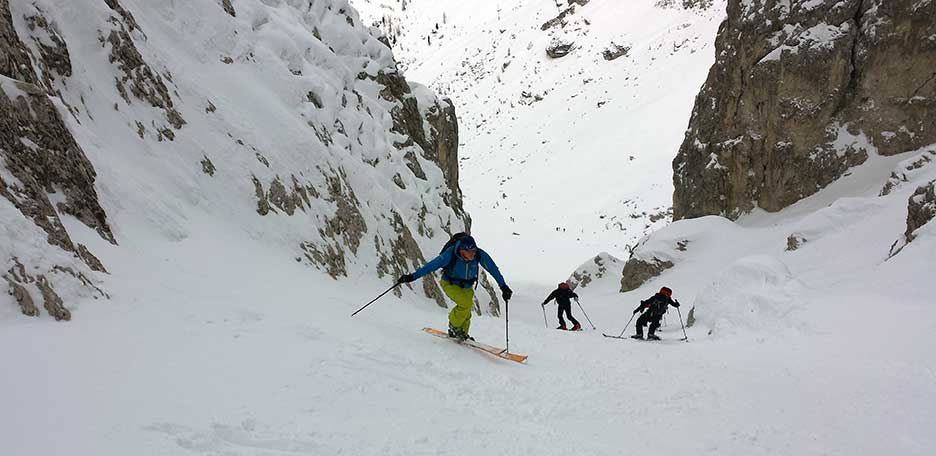 Sci Alpinismo alla Forcella degli Angeli ai Cadini di Misurina