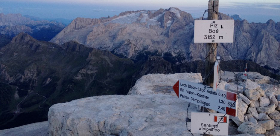 Trekking to Mount Piz Boè in the Sella Massif