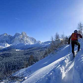 Ski Mountaineering to Mount Castellazzo from Passo Rolle