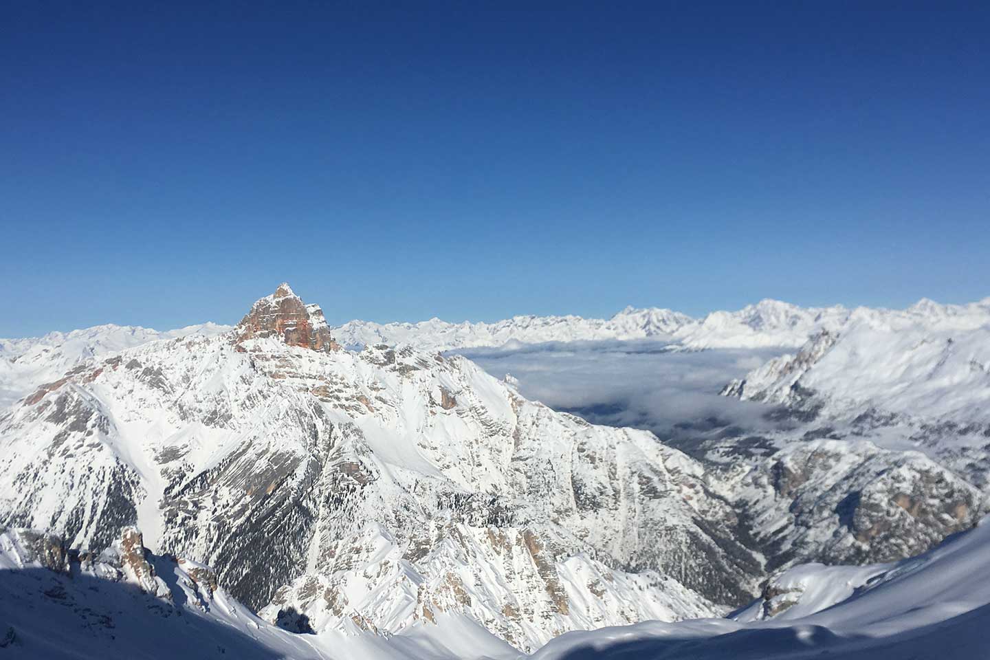 Ski Mountaineering to Costabella Ridge at Mount Cristallo