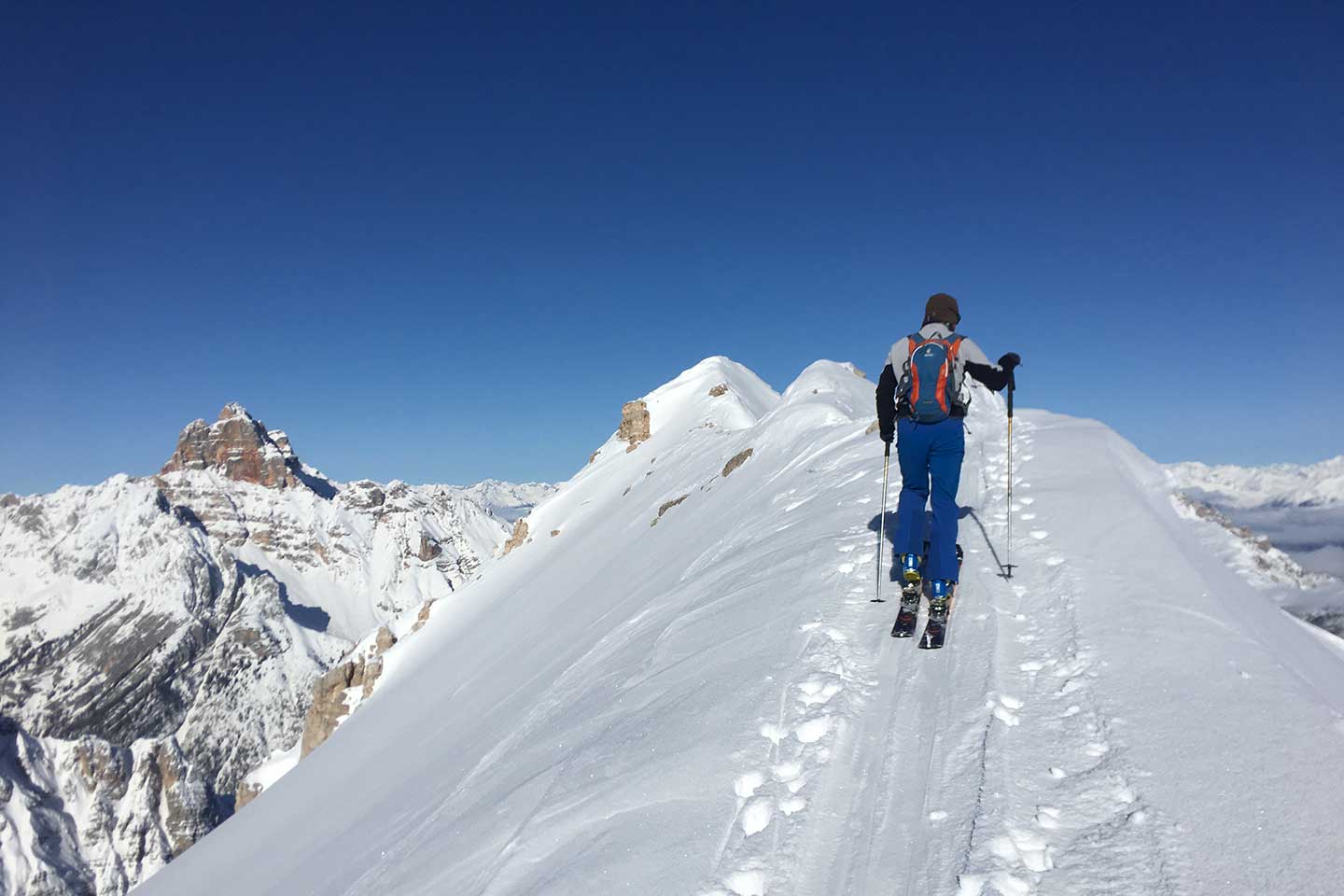 Ski Mountaineering to Costabella Ridge at Mount Cristallo