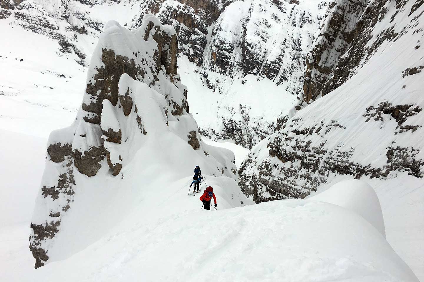 Sci Alpinismo alla Forcella del Cristallino di Misurina