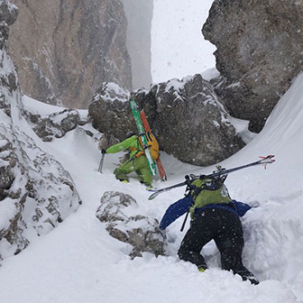 Sci Alpinismo alla Forcella del Diavolo ai Cadini di Misurina