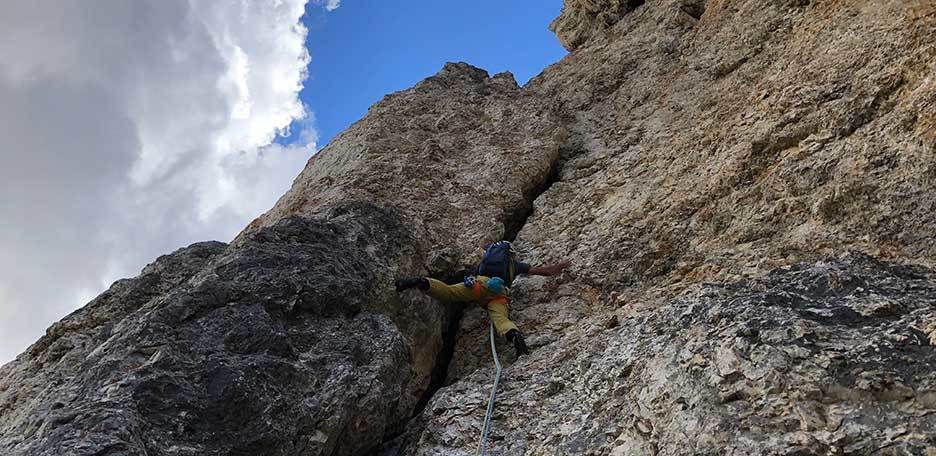 Arrampicata della Via Dibona alla Torre Grande di Falzarego