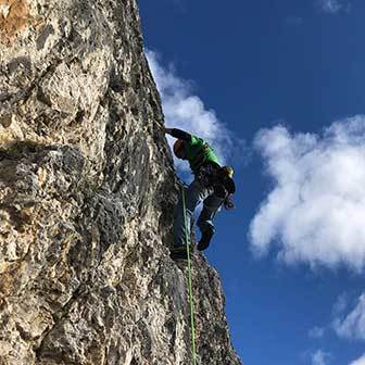 Dibona Climbing Route to Sass Pordoi in the Sella Group