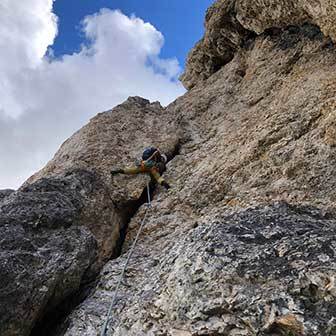 Dibona Climbing Route on the Torre Grande of Falzarego