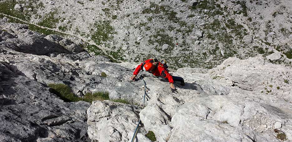 I Love My Dogs Climbing Route on Lastoi de Formin