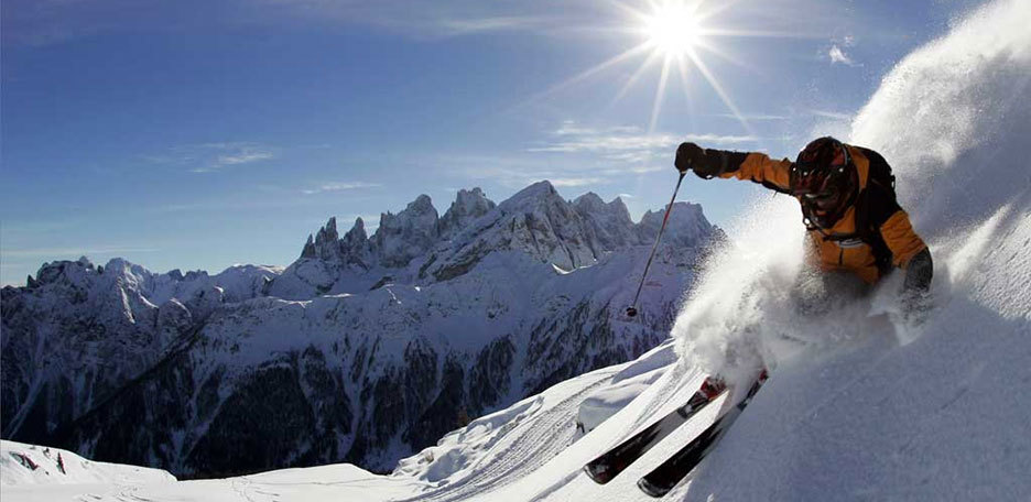 Sci fuoripista in Val di Fassa all'Alpe di Lusia