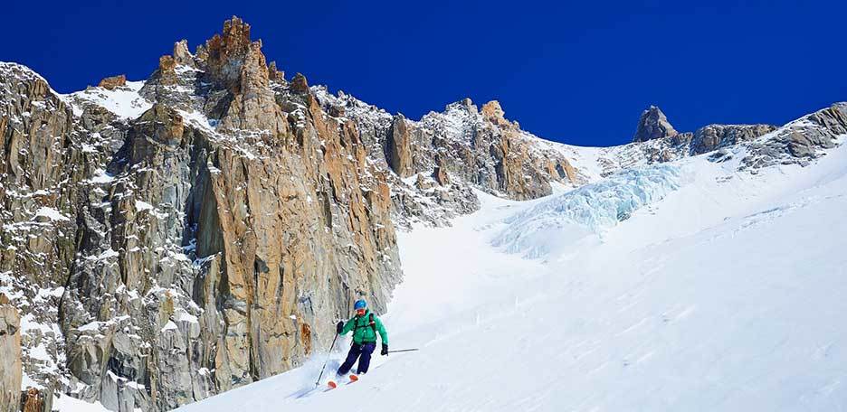 Off-piste Skiing in the Mont Blanc Couloirs, Aiguille des Glaciers