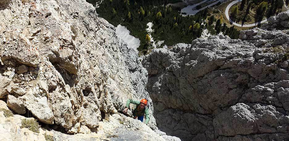 Arrampicata della Via Gaudeamus al Col dei Bos