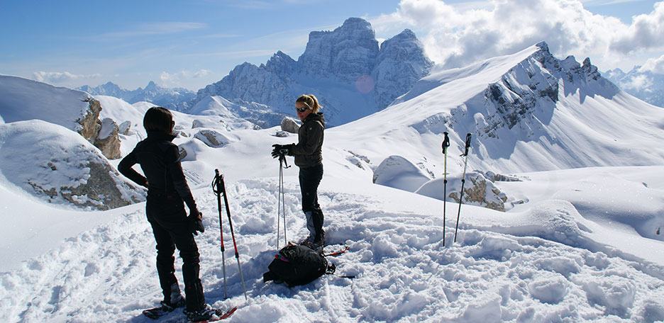 Snowshoeing to Forcella Giau and Mondeval