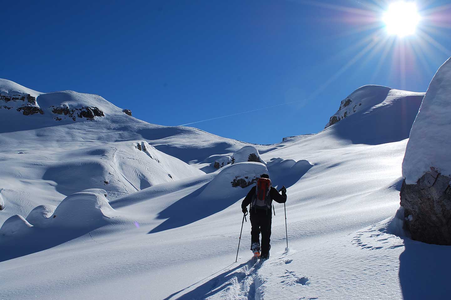 Ski Mountaineering to Forcella Grande in the Fanis Group