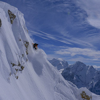 Off-piste Skiing to Joel Couloir, Freeride in the Sella Group