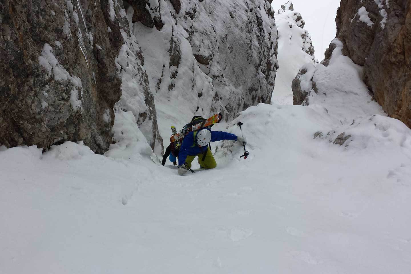 Sci Alpinismo al Canalino della Liberazione di Fanis Nord