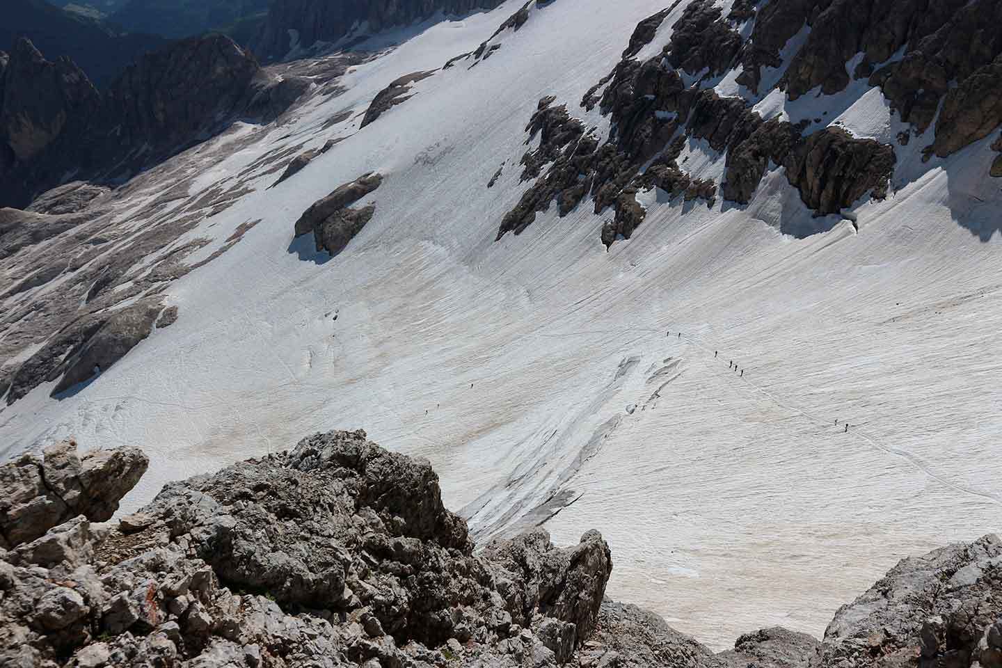 Ferrata Punta Penia in Marmolada, Cresta Ovest