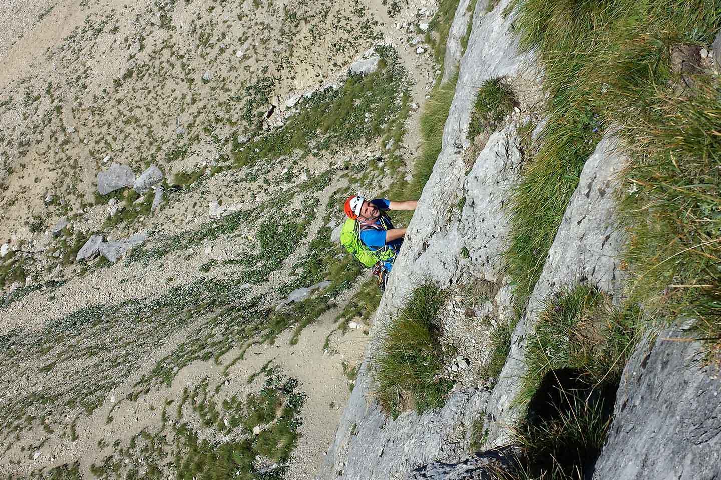 Via Micheluzzi, Arrampicata al Piz Ciavazes nel Sella