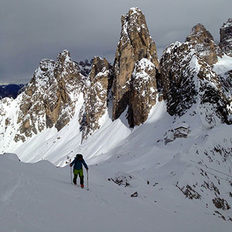 Sci Alpinismo alla Forcella del Nevaio ai Cadini di Misurina