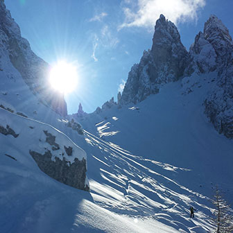 Ski Mountaineering in the Cadini di Misurina to Forcella Pogoffa