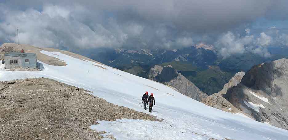 Via Normale in Marmolada, Arrampicata a Punta Penia