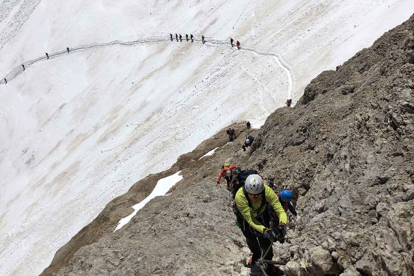 Via Normale in Marmolada, Arrampicata a Punta Penia