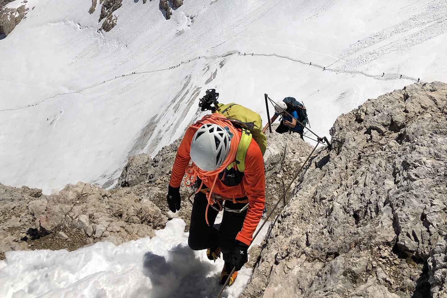 Via Normale in Marmolada, Arrampicata a Punta Penia