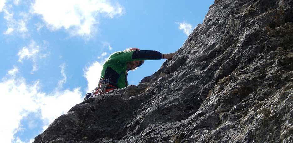 Piccola Micheluzzi Climbing Route to Piz Ciavazes in the Sella Group