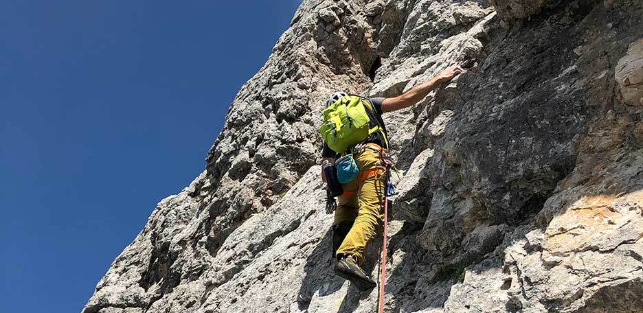 Via dei Pilastrini Climbing Route to Prima Torre del Sella