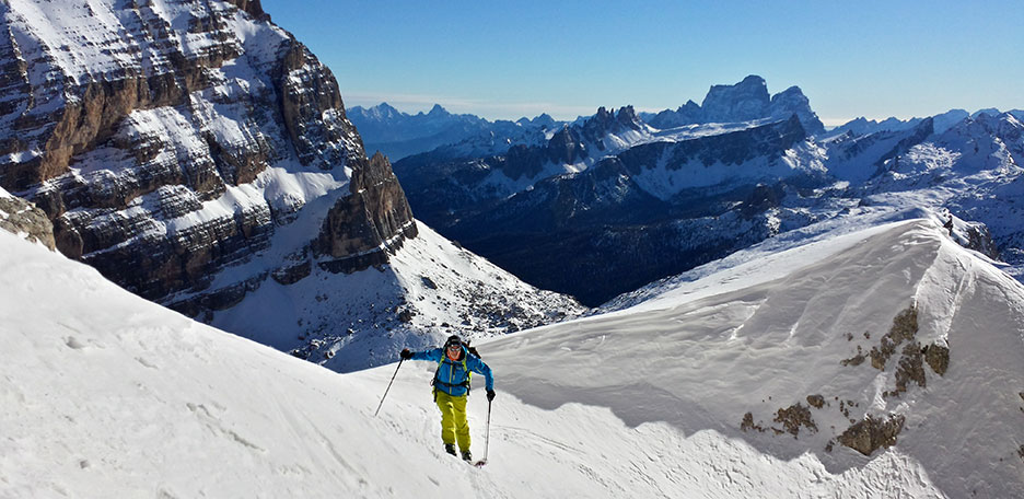 Ski Mountaineering to Forcella dei Quaire in South Fanis