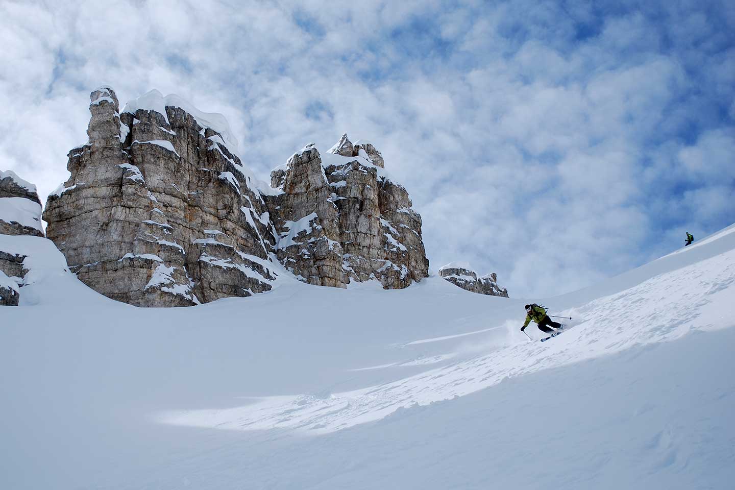 Off-piste Skiing Vallon de Raola to Tofane Group