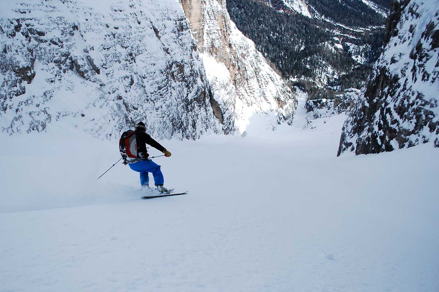 Off-piste Skiing Vallon de Raola to Tofane Group