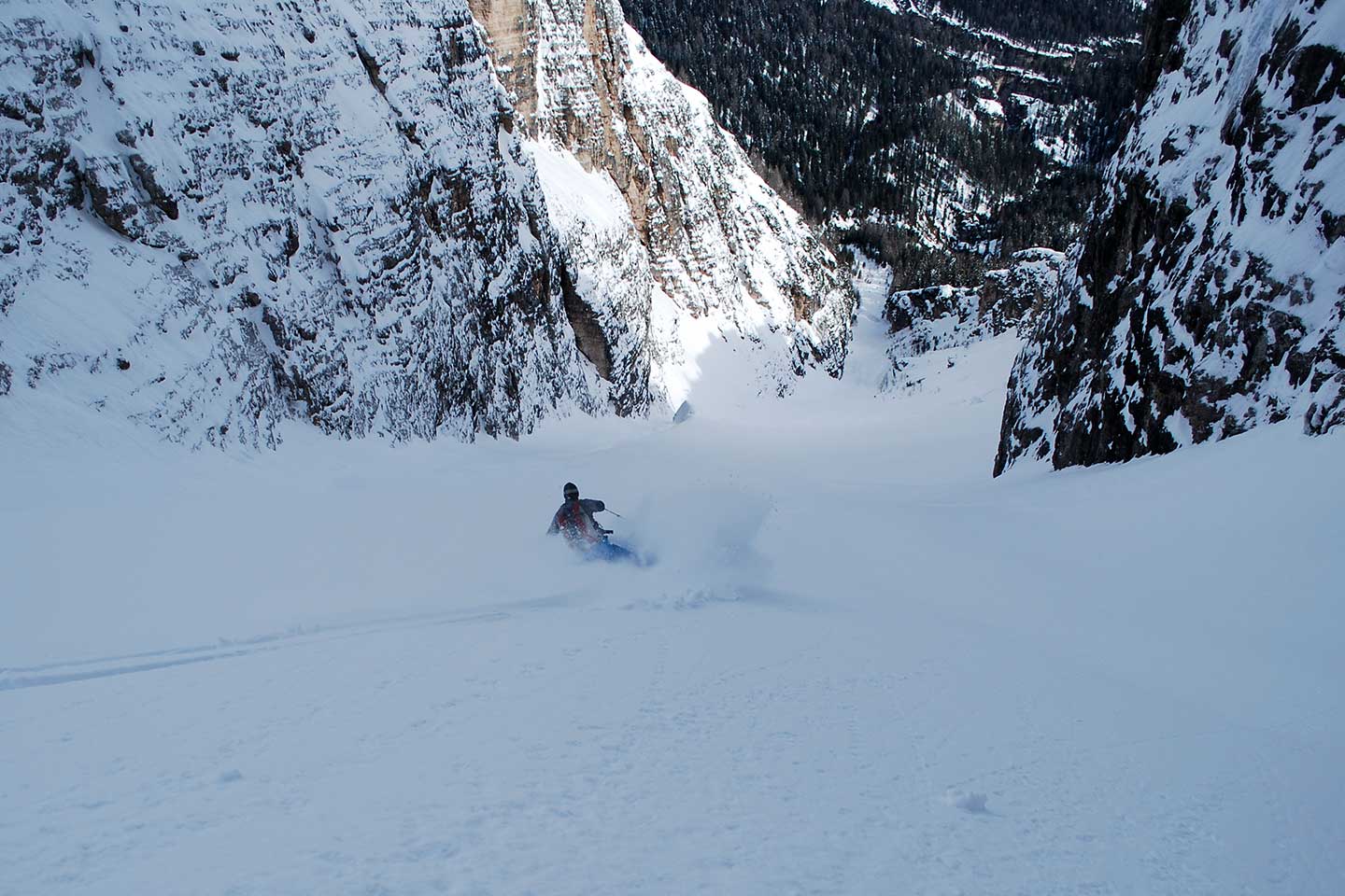 Off-piste Skiing Vallon de Raola to Tofane Group