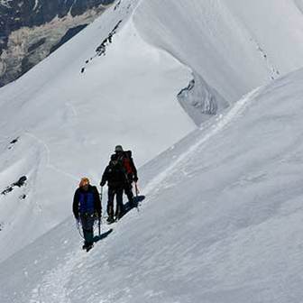 Climbing Roccia Nera from Verra Glacier