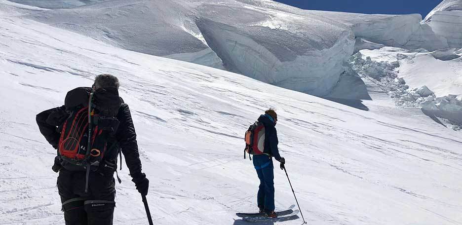 Ski Touring to Mount Breithorn through the Verra Glacier
