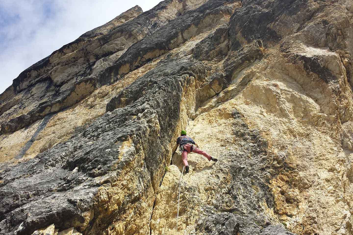 Via Schubert, Arrampicata al Piz Ciavazes nel Sella