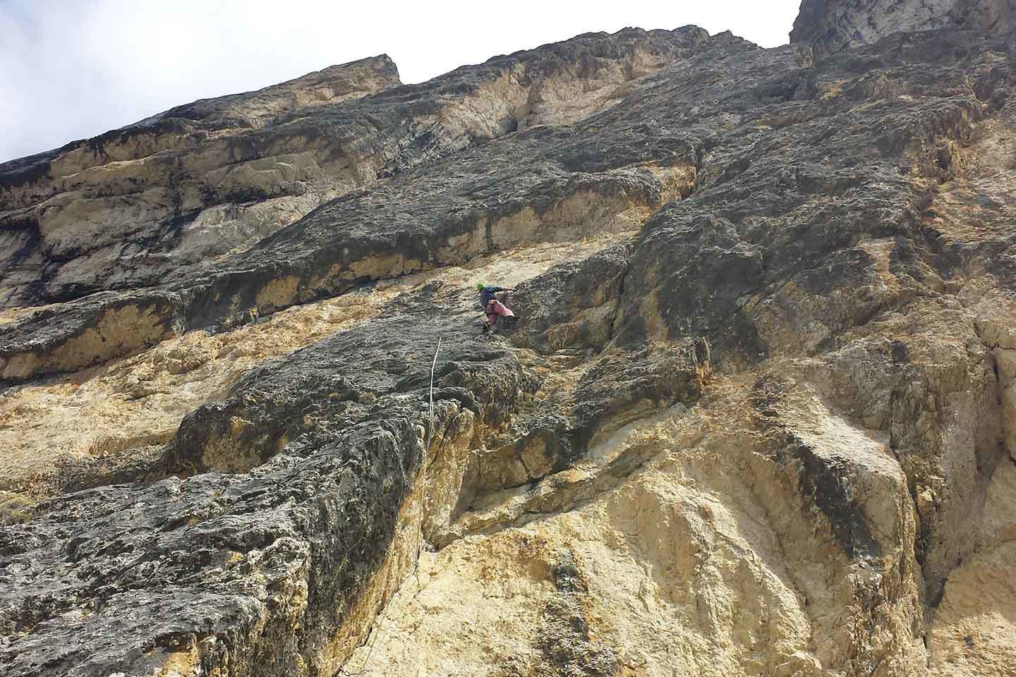 Via Schubert, Arrampicata al Piz Ciavazes nel Sella