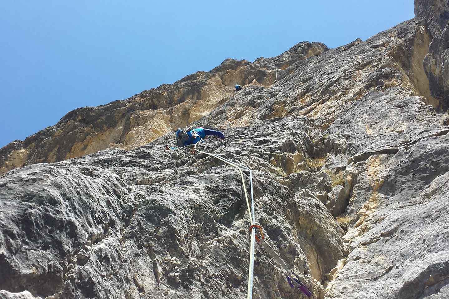 Via Schubert, Arrampicata al Piz Ciavazes nel Sella