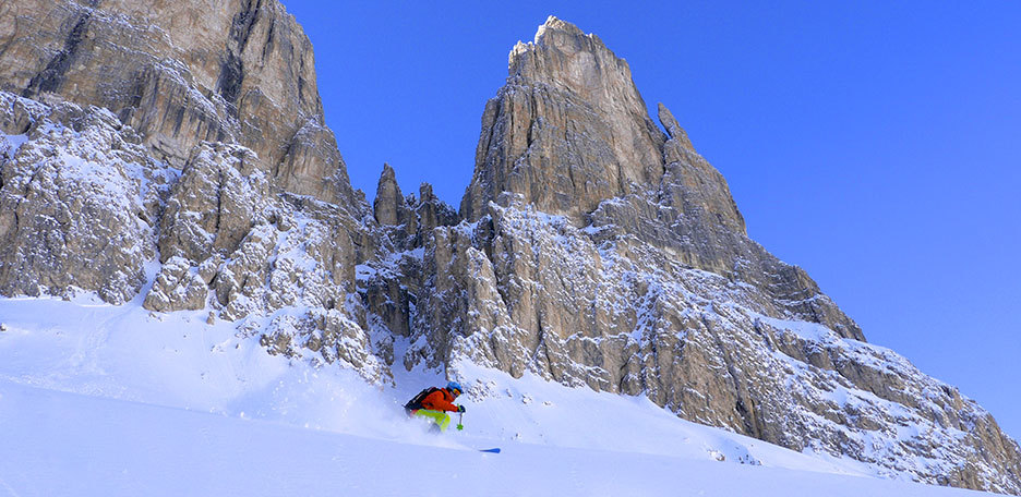 Ski Mountaineering to Val Setus in the Sella Massif