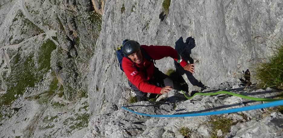 Via Spigolo Abram, Arrampicata al Piz Ciavazes nel Sella