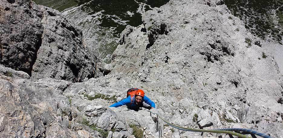 Terzo Spigolo Climbing Route at Tofana di Rozes